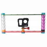 Aluminum Dual Grip Stabilizer For Action Cameras With Jaws Flex Clamp Mount PRL-4532-ACD-S