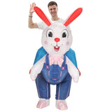 Blue Ride On Rabbit Cartoon Costumes Air Model Inflatable Costume Funny Dress Up Props Halloween V1263-JX-7906