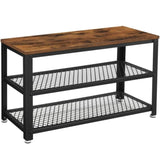 VASAGLE Shoe Bench with Seat Shoe Rack with 2 Mesh Shelves Rustic Brown and Black V227-9101101003990