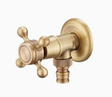 Antique Brass Faucet for Garden Hose, Fence, Bathroom & Outdoor Use Durable and Stylish Faucet V1107-113-16567-BRO-DUALOUTLETFAUCET