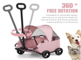 4-Wheel Dog Stroller with Sunshade Cover Collapsible Mesh Canopy Portable Pet Carrier for Outdoor V1107-CS-ZAILXA24