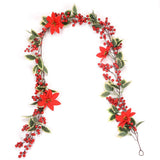 6.5 FT Christmas Holly Berry Garland Winter Artificial Greenery Garland with Red Berries and Holly V1294-YM0523-10321385