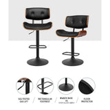 Artiss Bar Stools X3 Kitchen Counter Chair Gas Lift Swivel PU Cherry All Black BA-TW-8045A-BKX3