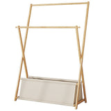 100x155cm Wood Clothes Rail Garment Rack with Freestanding Storage Shelf V63-840731