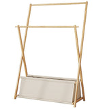 100x155cm Wood Clothes Rail Garment Rack with Freestanding Storage Shelf V63-840731