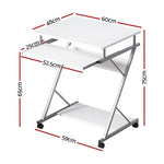 Artiss Computer Desk Keyboard Tray Shelf White 60CM MET-DESK-105-WH