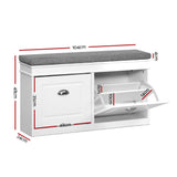 Artiss Shoe Rack Cabinet Bench 8 Pairs White FURNI-P-SHOE-BEN2D-WH