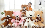 NNECN Huge 100cm White Giant Teddy Bear Toys Stuffed Animals Soft Plush Cotton Scarf Bear Hold V728-NNETEDW