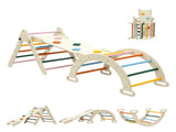 Keezi Kids Triangle Climbing Toys Set With Slide Indoor Outdoor Toddler Toys Pikler Climber With KCS-SLIDE-3IN1-WOOD