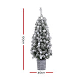 Jingle Jollys Christmas Tree 1.2M Potted Snowy Xmas Tree XM-TR-4FT-GS-LED-POT
