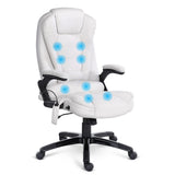 Artiss 8 Point Massage Office Chair Heated Seat Recliner PU White MOC-09M-WH
