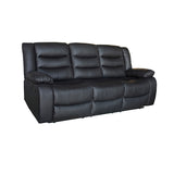 3 Seater Recliner Sofa In Faux Leather Lounge Couch in Black V43-REC-FAN3RBL