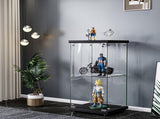 Stacked Display Cabinet Collection Storage Tempered Glass 2 Tier With Lock Black DBOX1002-2-BK