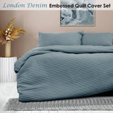 Ardor London Denim Embossed Quilt Cover Set King V442-INT-QUILTCS-LONDON-DENIM-KI