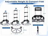Folding Hand Truck, 1 Pack Portable Dolly Cart with Telescoping Handle, Lightweight Aluminum Alloy V1338-WAK0073