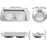 8 Pieces Magnetic Parts Tray Set, Stainless Steel Magnetic Tool Tray Holder, Round Bolt Trays Square V1366-AZ2-W-03445