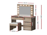 Artiss Dressing Table Set Stool 12 Led Bulbs Wood FURNI-Q-DRESS01N-LED-WD-AB
