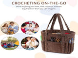 Corduroy Yarn Storage Bag With Metal Grommets And Multiple Pockets, Portable Crochet And Knitting V1237-ZY-807-157