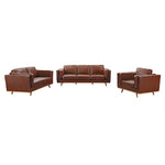 3+2+1 Seater Sofa Brown Leather Lounge Set for Living Room Couch with Wooden Frame V43-SET-YOK-3+2+1-BR