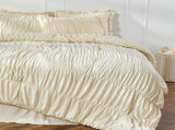 Textured Bohemian Ruffled Quilt Cover Set, Soft Crinkle Bedding Set with 1 Duvet Cover and 1 V888-ELOSUNG54958-9