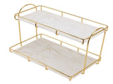2 Tier Cosmetic Storage Shelf Large Capacity Waterproof Gold Metal Storage Shelf Rack for Bathroom V1294-YM0523-3112220030711