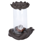 LED Waterfall Backflow Incense Burner with Windproof Cover Handicraft for Home Office Tea House V1294-YM0718-3115200137811