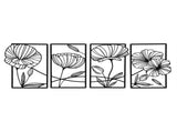 Yezi Metal Wall Art 4Pcs Floral Minimalist Line Decor DECO1032