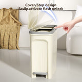 Slim Space-Saving Trash Can with Press Top Lid, 15L 4 Gallon Durable Plastic Garbage Bin for V1366-AZ2-W-13142