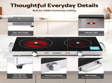 Devanti Portable Ceramic Cooktop Dual Burner Electric Hot Plate 2800W Black CCT-B-SD-2B-2Z-TOUCH-BK