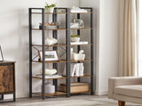 Small 6-Tier Industrial Bookshelf, Rustic Brown, Black V178-62384
