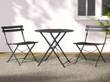 Gardeon 3PC Outdoor Bistro Set Steel Table and Chairs Patio Furniture Black ODF-METAL-3PCS-BK