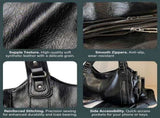 Women Tote Bag Vintage PU Leather Shoulder Handbag with Zipper for Work School, 45x25x15cm, Black V1237-ZY-924-017