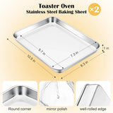 Stainless Steel Toaster Oven Trays, 2 Pack Small Non Toxic Baking Cookie Sheets for Cake Baking, V1189-LC-RY-00058