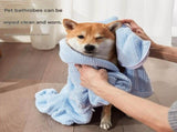 Pet Wearable Bathrobe Towel - Quick-drying, absorbent full-body cover with hood and V888-ELOSUNG54437