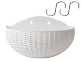Imitation Rattan Wall Hanging Plant Pot Half Round Wall Mounted Semicircular Flower Pot for Indoor V1294-YM0901-210424XY04-1