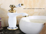 Floral Pattern Single Handle Mixer Tap Cold/Hot Water Faucet for Bathroom Basin Sink V1294-YM0901-JY07252-03