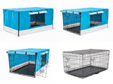 Wire Dog Cage Foldable Crate Kennel 48in with Tray BLUE Cover Combo V274-PET-WCCV48-BU