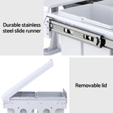 Cefito Pull Out Bin Kitchen Triple Slide Garbage Rubbish Bins Basket White 31L POT-BIN-31L-3C-WH