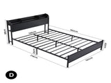 Artiss Bed Frame Double Size with Storage Shelf Headboard Charging Station GRID MBED-D-GRID-D-BK-AB