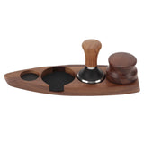 3pcs Coffee Tamper Holder Walnut Wood Rubber Stainless Steel Boat Shaped Distributor Rack Coffee V1294-YM0716-3118220168612