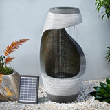 Gardeon Solar Fountain Water Feature Bird Bath Outdoor Garden Cascade 48CM Grey FOUNT-B-WATF-50-GY