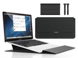 Black 3-in-1 Laptop Sleeve with Built-In Stand & Wrist Rest Waterproof PU Protective Case for V888-ELOSUNG43908