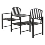 Gardeon Outdoor Garden Bench Seat Loveseat Steel Table Chairs Patio Furniture Black GB-STEEL-LOVESEAT-BK