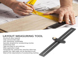 Woodworking Scriber T-Shaped Woodworking Multifunctional Ruler Aluminum Alloy Marking Measuring V1192-AZ-W-10482