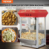 VEVOR Popcorn Popper Machine Countertop Popcorn Maker 850W 8 Oz 48 Cups Red V952-TSBMHJ8OZ850WJWNRV3