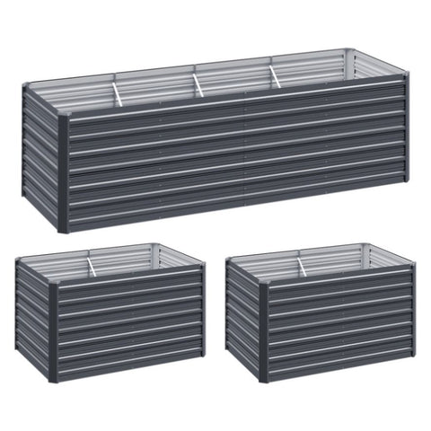 Green Fingers Garden Bed 240x80x77cm Planter Box Raised Container Galvanised Herb GARDEN-77-120-AG-FC2