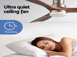 Devanti 52" Ceiling Fan with Light Remote Control DC Motor Smart App Timber Blades Brown CF-C-52-07L-APP-BRW