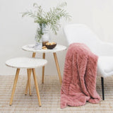 J Elliot Home Rita Dusty Peach Faux Mohair Throw Rug 130 x 160cm V442-IDC-THROW-RITA-PEACH-RE