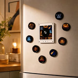 Record Player Fridge Magnet with Rotating Vinyl Magnetic Fridge Music Player, NFC Sensing, LED Night V1192-AZ-W-34207