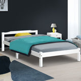 Artiss Bed Frame Single Size Wooden White LEXI WBED-C-001S-92-WH